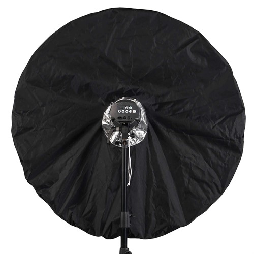 Removes stray light, the umbrella becomes a softbox